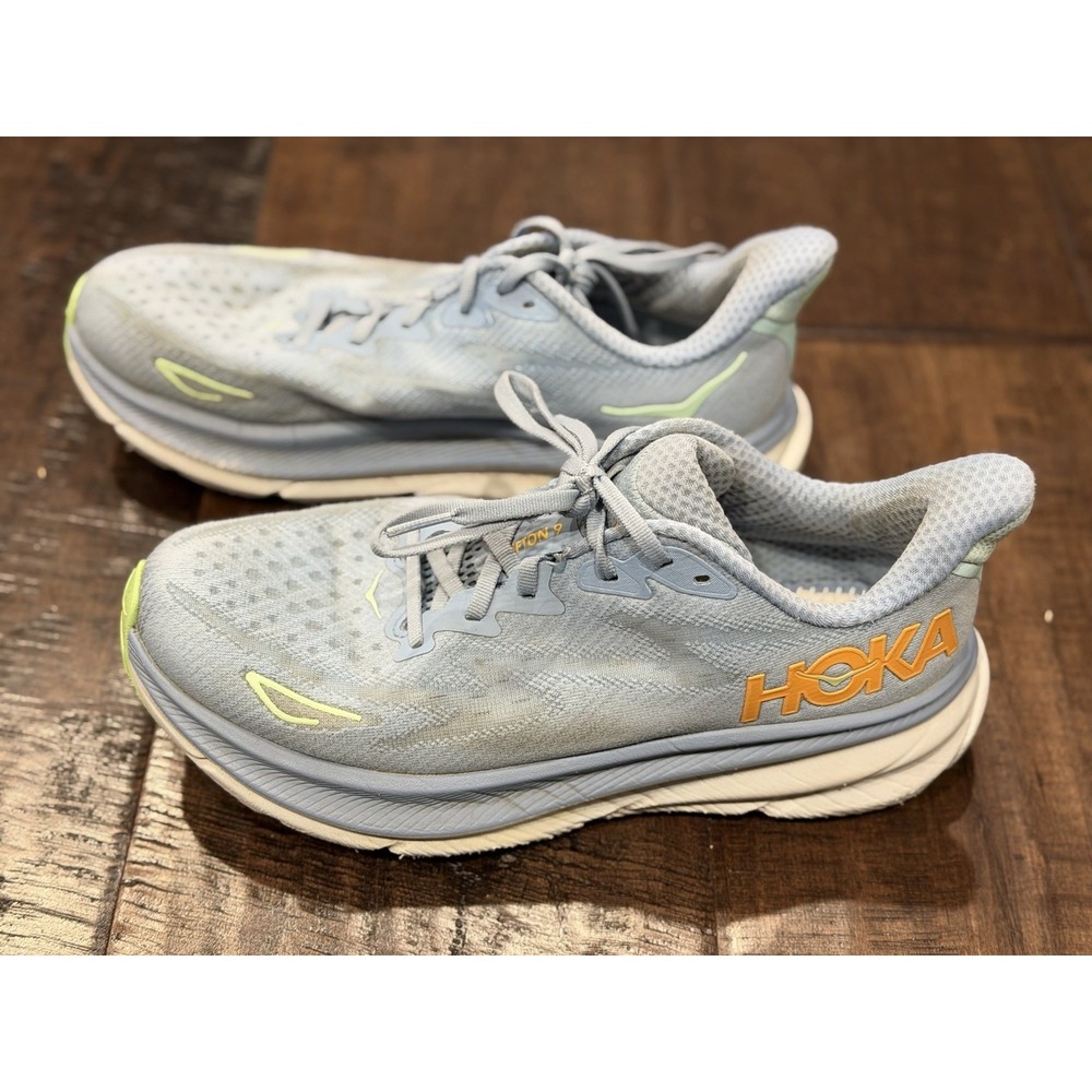 Hoka‎ One CLIFTON 9 Men's Running Sneaker Light Blue Size 8.5D Missing Insoles
